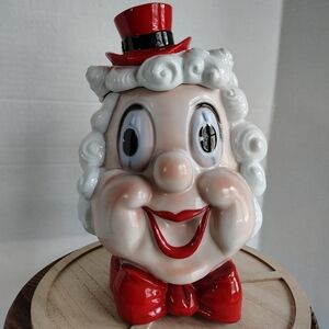 Vintage Harpo Marx Cookie Jar Large Head White Hair Smiling Face Regal China